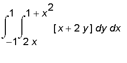 int(int([x+2*y],y = 2*x .. 1+x^2),x = -1 .. 1)