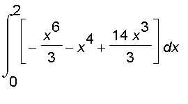 int([-x^6/3-x^4+14*x^3/3],x = 0 .. 2)