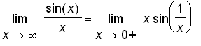 limit(sin(x)/x,x = infinity) = limit(x*sin(1/x),x =...