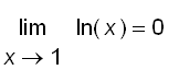 limit(ln(x),x = 1) = 0