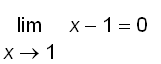 limit(x-1,x = 1) = 0