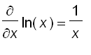 diff(ln(x),x) = 1/x