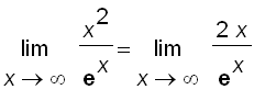 limit(x^2/exp(x),x = infinity) = limit(2*x/exp(x),x...