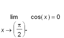 limit(cos(x),x = pi/2,left) = 0