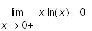 limit(x*ln(x),x = 0,right) = 0