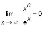 limit(x^n/exp(x),x = infinity) = 0