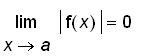 limit(abs(f(x)),x = a) = 0