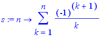 s := proc (n) options operator, arrow; sum((-1)^(k+...