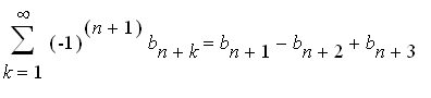 sum((-1)^(n+1)*b[n+k],k = 1 .. infinity) = b[n+1]-b...