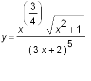 y = x^(3/4)*sqrt(x^2+1)/((3*x+2)^5)