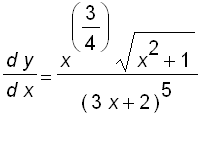 d*y/(d*x) = x^(3/4)*sqrt(x^2+1)/((3*x+2)^5)