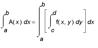 int(A(x),x = a .. b) = int([int(f(x,y),y = c .. d)],x = a .. b)