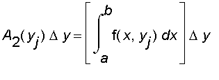 A[2](y[j])*Delta*y = [int(f(x,y[j]),x = a .. b)]*Delta*y
