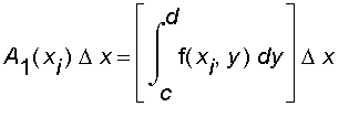 A[1](x[i])*Delta*x = [int(f(x[i],y),y = c .. d)]*Delta*x