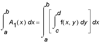 int(A[1](x),x = a .. b) = int([int(f(x,y),y = c .. d)],x = a .. b)