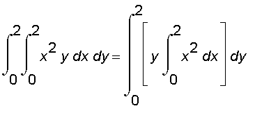 int(int(x^2*y,x = 0 .. 2),y = 0 .. 2) = int([y*int(x^2,x = 0 .. 2)],y = 0 .. 2)