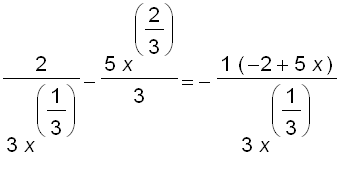 2/(3*x^(1/3))-5/3*x^(2/3) = -1/3*(-2+5*x)/(x^(1/3))...