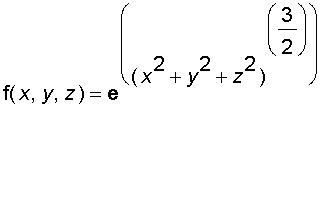 f(x,y,z) = exp((x^2+y^2+z^2)^(3/2))