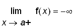 limit(f(x),x = a,right) = -infinity