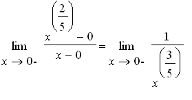 limit((x^(2/5)-0)/(x-0),x = 0,left) = limit(1/(x^(3...