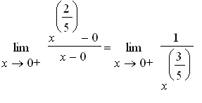 limit((x^(2/5)-0)/(x-0),x = 0,right) = limit(1/(x^(...