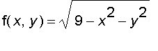 f(x,y) = sqrt(9-x^2-y^2)