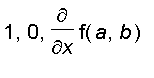 1, 0, diff(f(a,b),x)