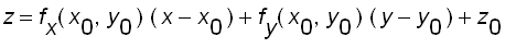 z = f[x](x[0],y[0])*(x-x[0])+f[y](x[0],y[0])*(y-y[0...