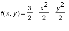 f(x,y) = 3/2-x^2/2-y^2/2