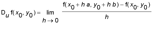 D[u]*f(x[0],y[0]) = limit((f(x[0]+h*a,y[0]+h*b)-f(x...