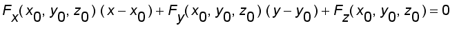 F[x](x[0],y[0],z[0])*(x-x[0])+F[y](x[0],y[0],z[0])*...