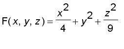 F(x,y,z) = x^2/4+y^2+z^2/9
