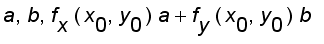 a, b, f[x]*(x[0], y[0])*a+f[y]*(x[0], y[0])*b