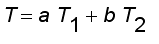 T = a*T[1]+b*T[2]