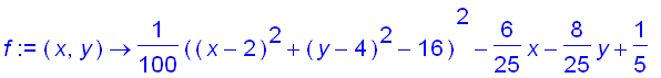 f := proc (x, y) options operator, arrow; 1/100*((x...