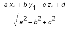 abs(a*x[1]+b*y[1]+c*z[1]+d)/sqrt(a^2+b^2+c^2)