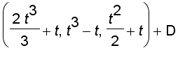 (2*t^3/3+t, t^3-t, t^2/2+t)+D