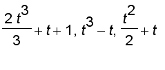2*t^3/3+t+1, t^3-t, t^2/2+t