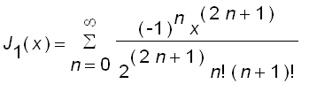 J[1](x) = sum((-1)^n*x^(2*n+1)/(2^(2*n+1)*n!*(n+1)!...
