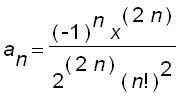 a[n] = (-1)^n*x^(2*n)/(2^(2*n)*n!^2)
