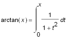 arctan(x) = int(1/(1+t^2),t = 0 .. x)