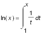 ln(x) = int(1/t,t = 1 .. x)
