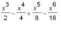 x^3/2-x^4/4+x^5/8-x^6/16