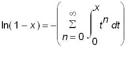 ln(1-x) = -sum(int(t^n,t = 0 .. x),n = 0 .. infinit...