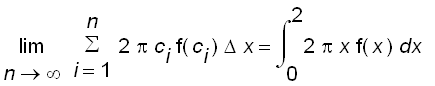 limit(sum(2*Pi*c[i]*f(c[i])*Delta*x,i = 1 .. n),n =...