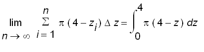 limit(sum(Pi*(4-z[i])*Delta*z,i = 1 .. n),n = infin...