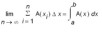 limit(sum(A(x[i])*Delta*x,i = 1 .. n),n = infinity)...