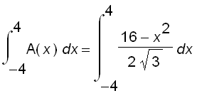 int(A(x),x = -4 .. 4) = int((16-x^2)/(2*sqrt(3)),x ...
